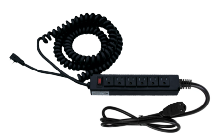 Barre multiprise avec cordon d’alimentation en spirale de 10 pieds et fiche en guirlande de 1 pied