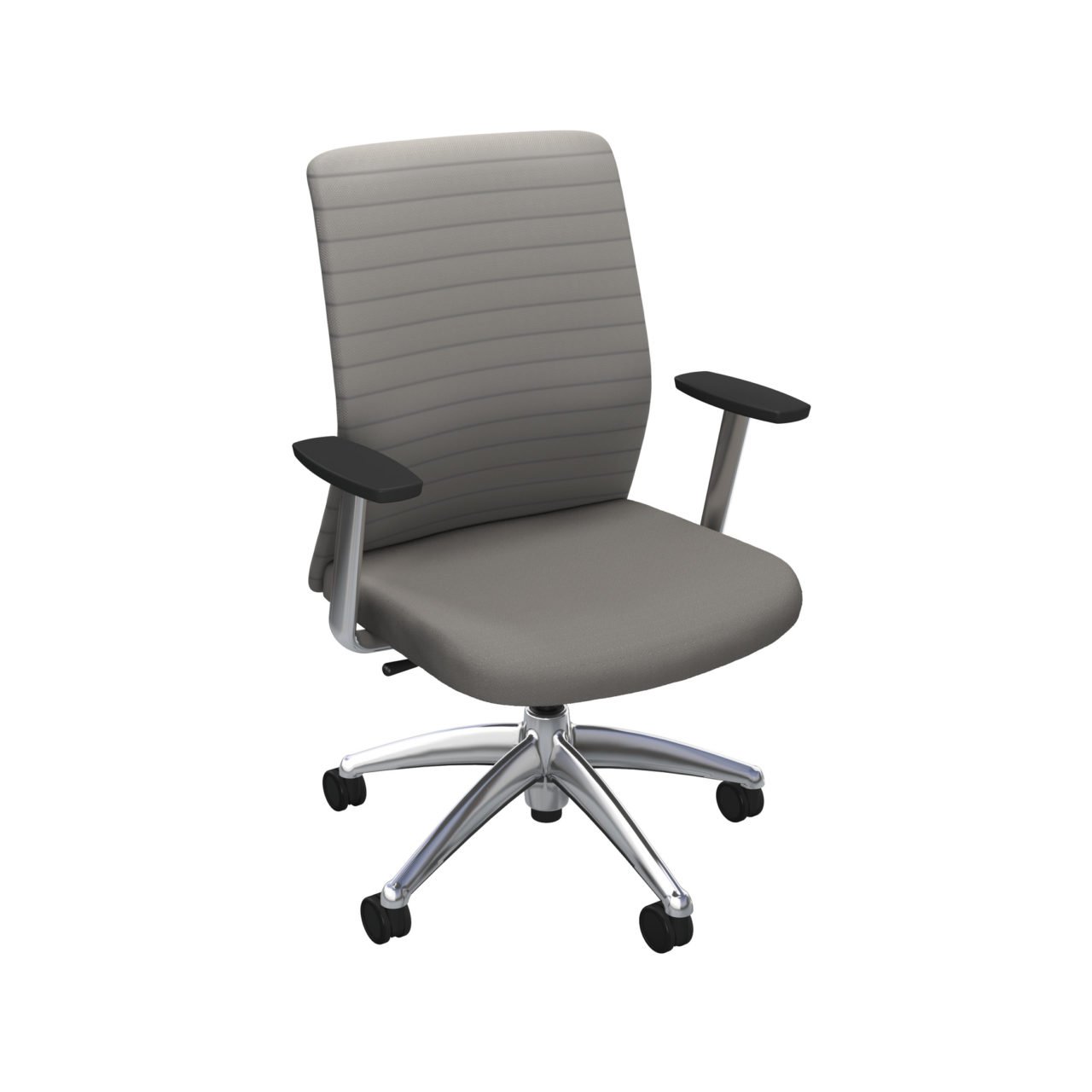 iCentric Mesh Back office chair from ergoCentric. Black. Equipped with 2 Position Lock Swivel Tilt Mechanism, Chrome Fixed Boardroom Arms, Chrome Base, Arms, and Casters.