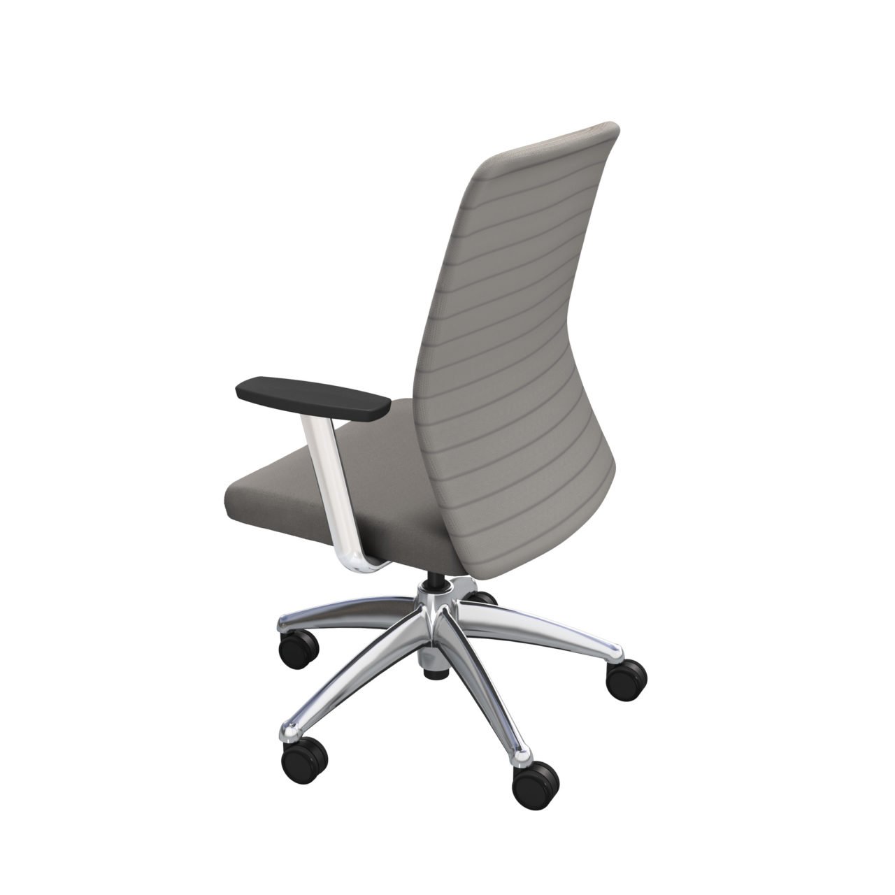 iCentric Mesh Back office chair from ergoCentric. Black. Equipped with 2 Position Lock Swivel Tilt Mechanism, Chrome Fixed Boardroom Arms, Chrome Base, Arms, and Casters.