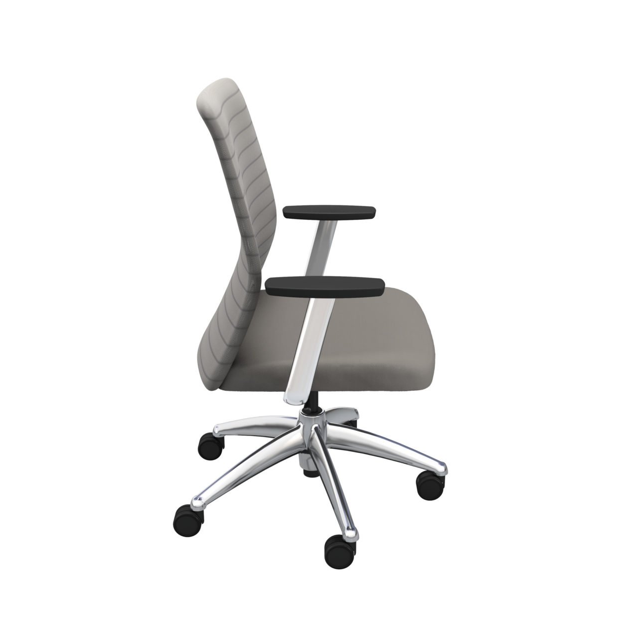 iCentric Mesh Back office chair from ergoCentric. Black. Equipped with 2 Position Lock Swivel Tilt Mechanism, Chrome Fixed Boardroom Arms, Chrome Base, Arms, and Casters.